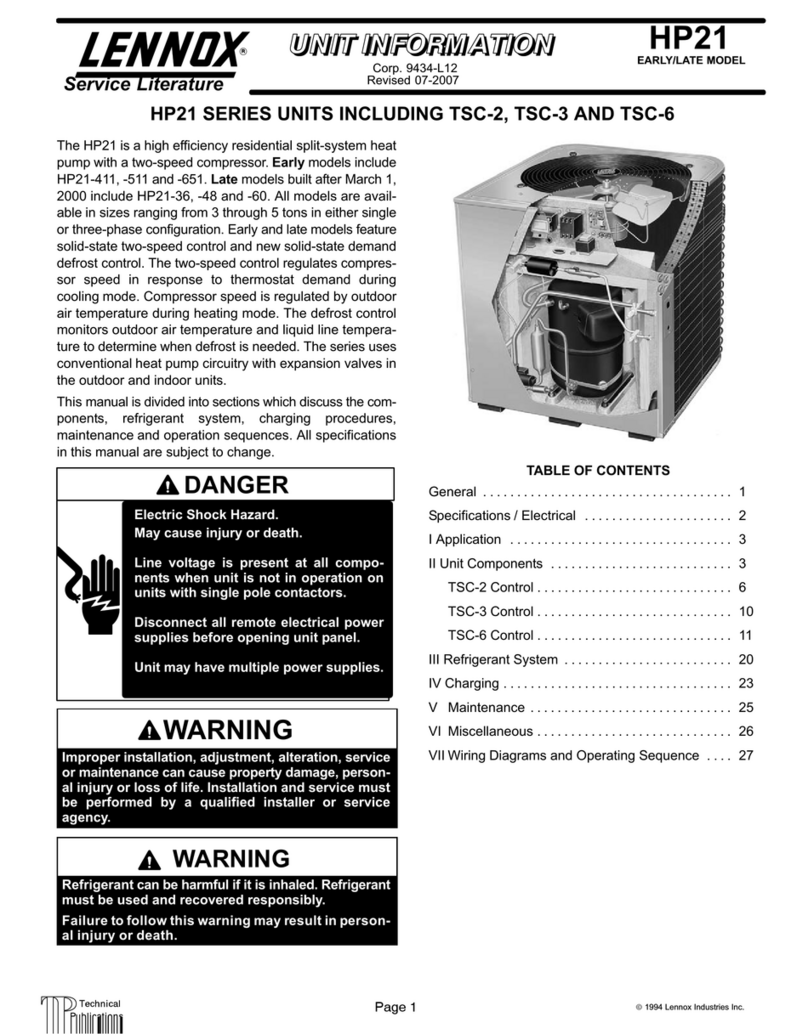 Lennox HP21 Installation and operation manual