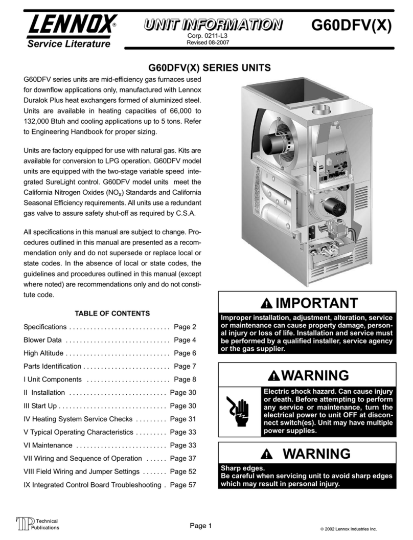 Lennox G60DFV Series Installation and operation manual