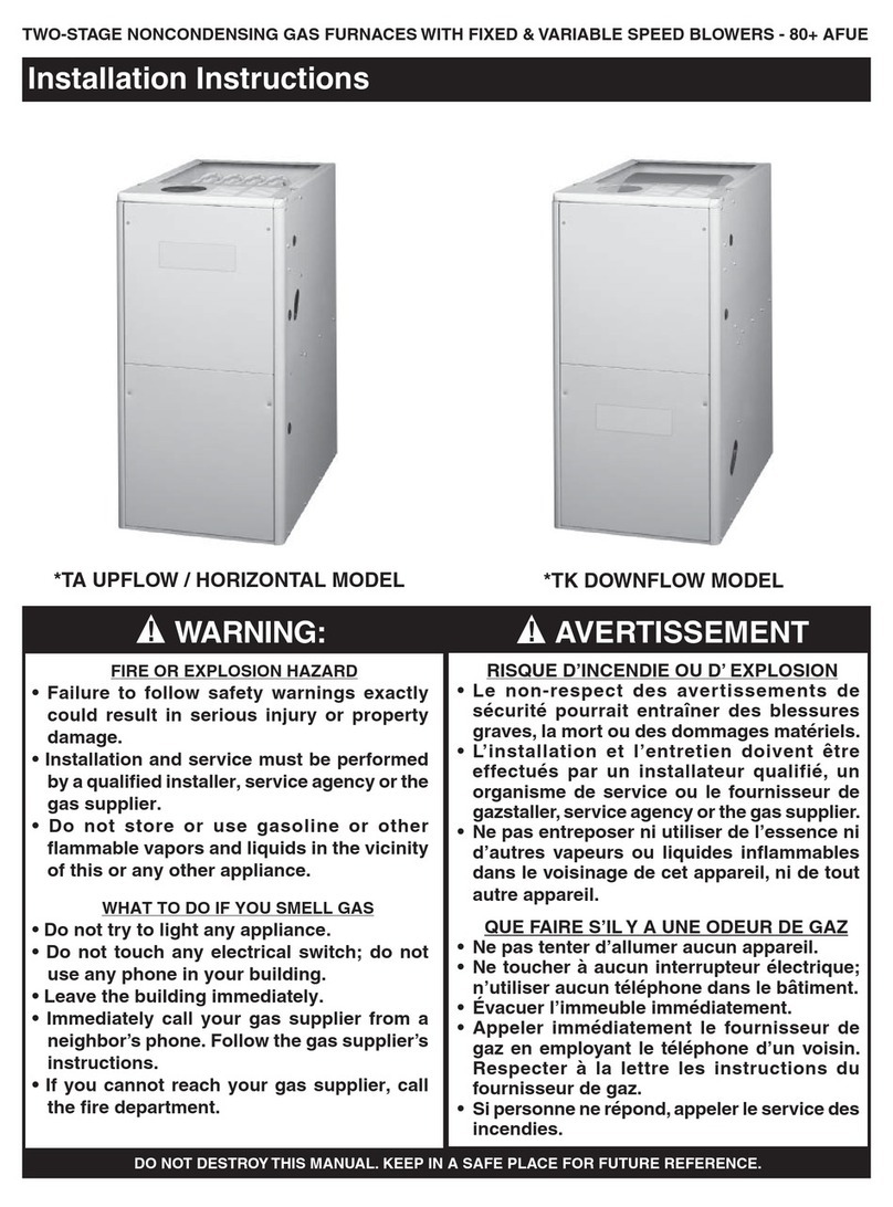 Nordyne *TA UPFLOW / HORIZONTAL User manual