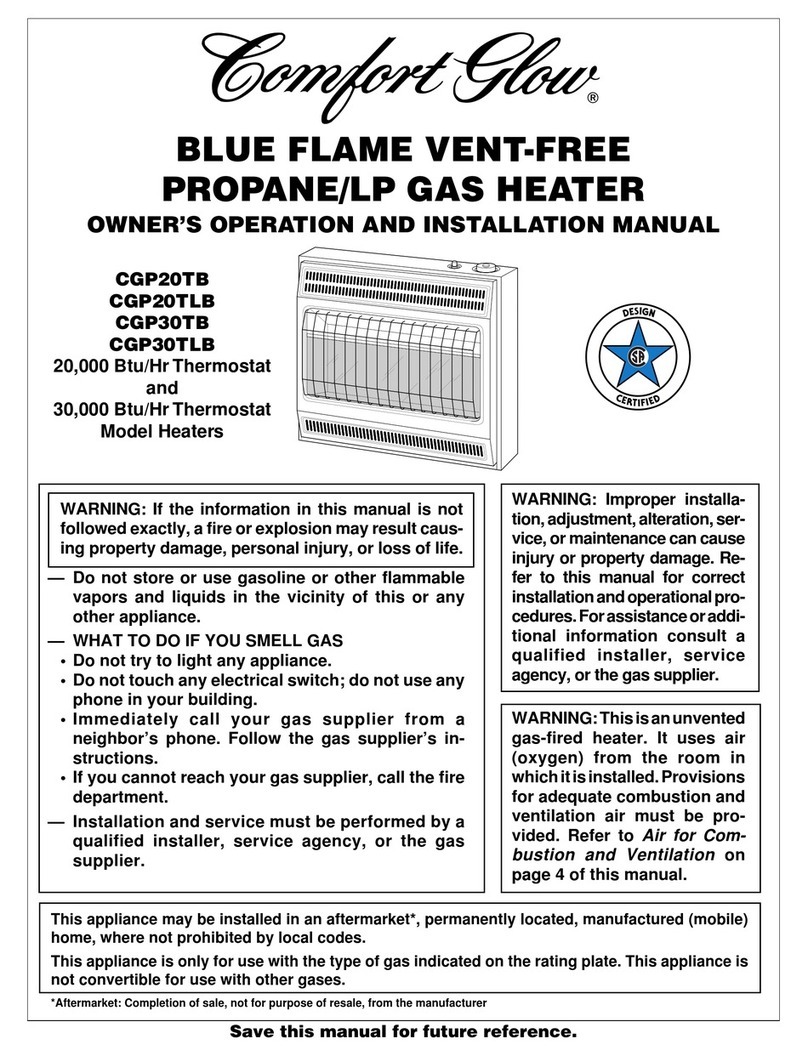 Comfort Glow CGP20TB OWNER'S OPERATION AND INSTALLATION MANUAL