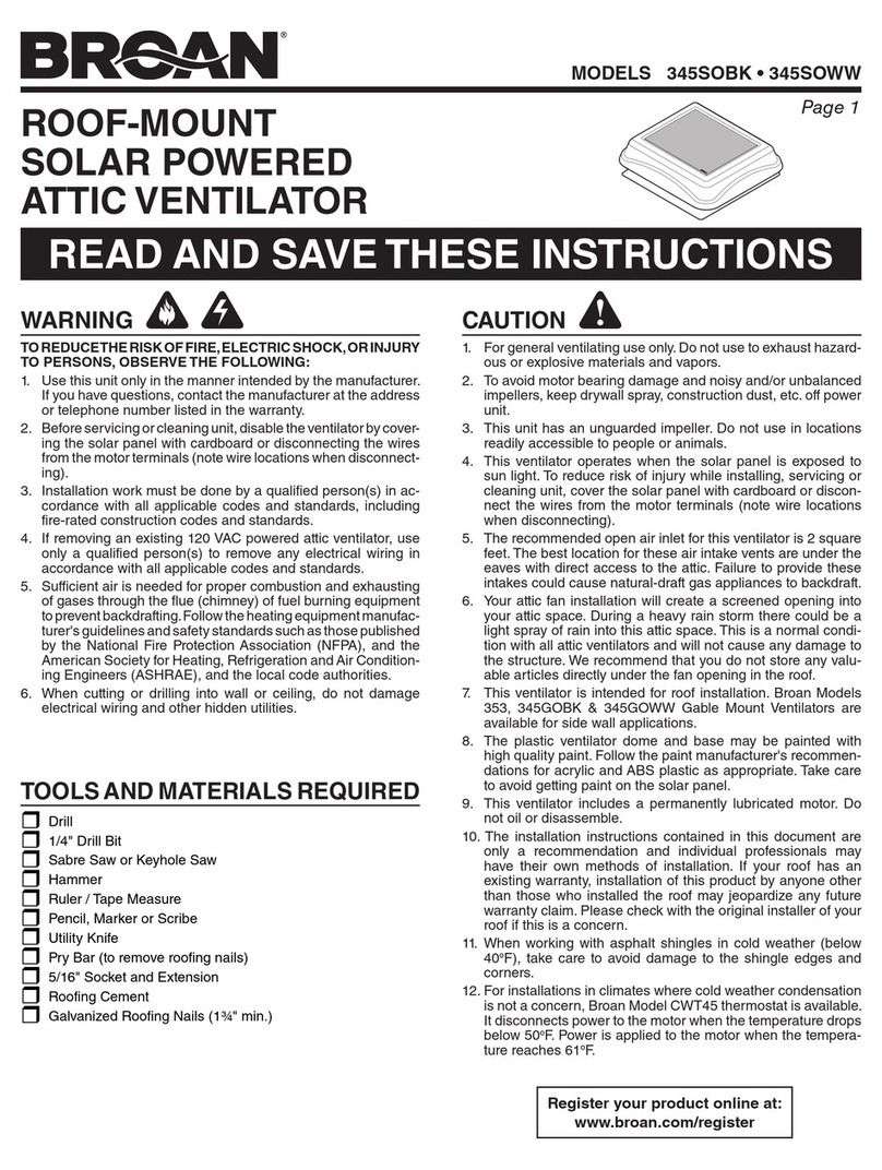 Broan 345SOBK User manual