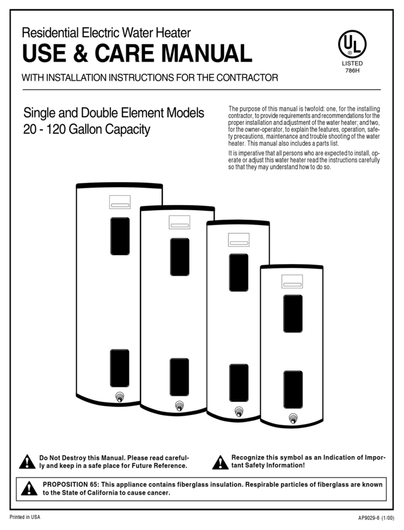 Rheem Single Element Use & care manual