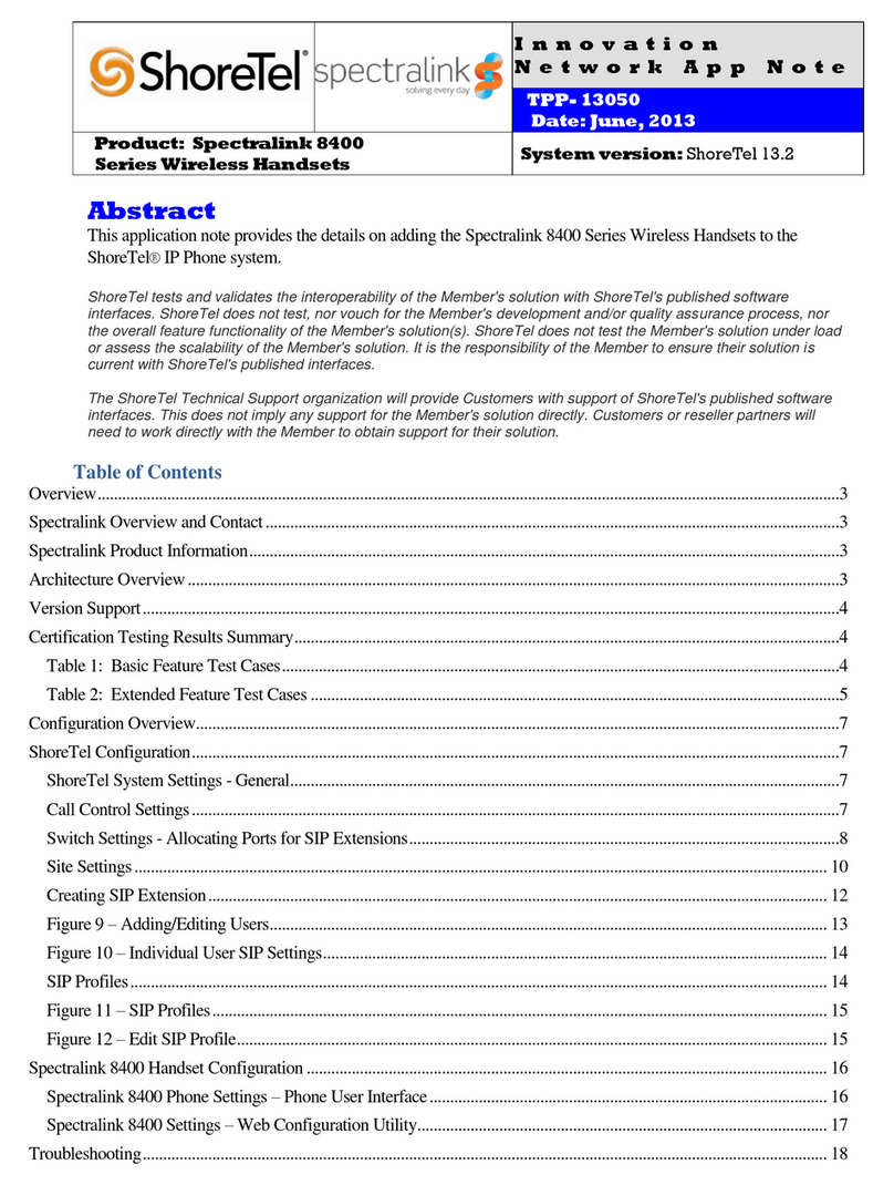 SHORE TEL Spectralink 8400 User manual