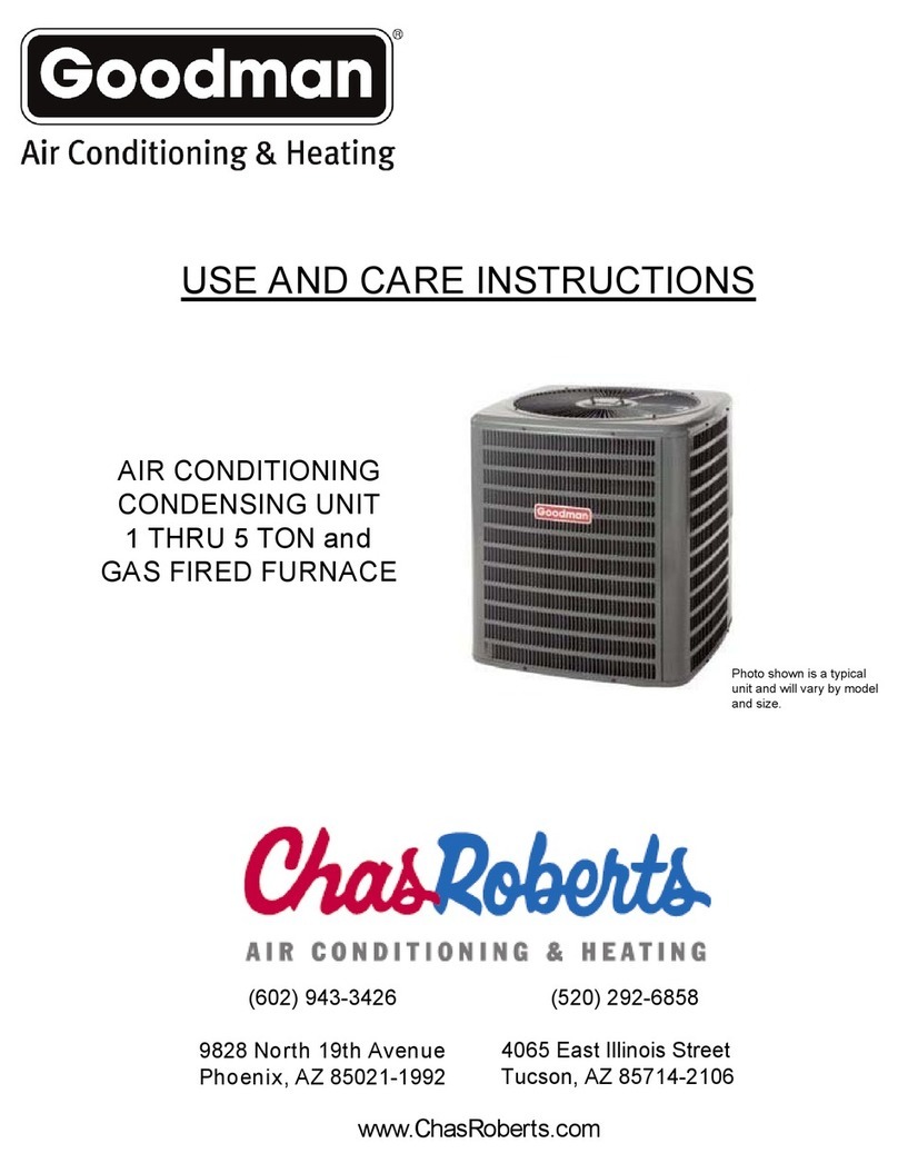 Goodman AIR CONDITIONING CONDENSING UNIT 1 THRU 5 TON and GAS FIRED... Quick reference guide