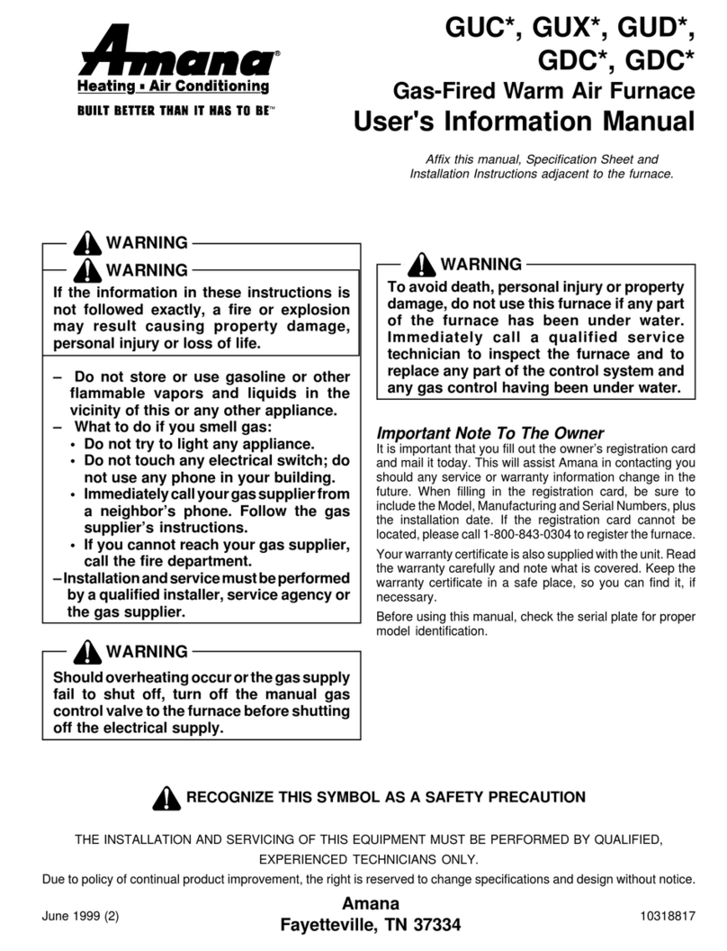 Amana GUC Series User's information manuala