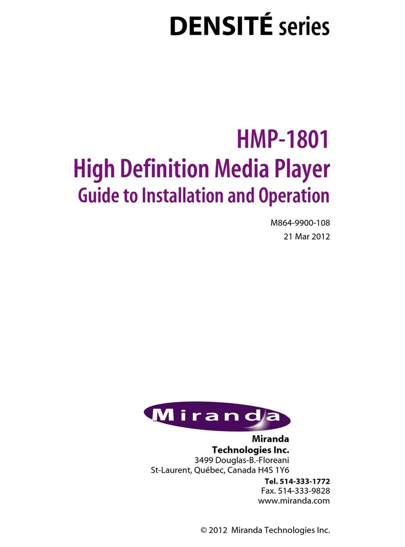 Miranda HMP-1801 Guide to installation and operation