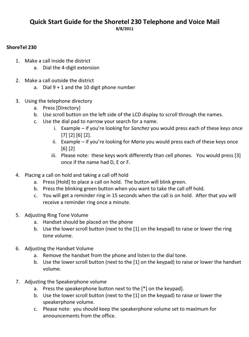 SHORE TEL Ip 230 User manual