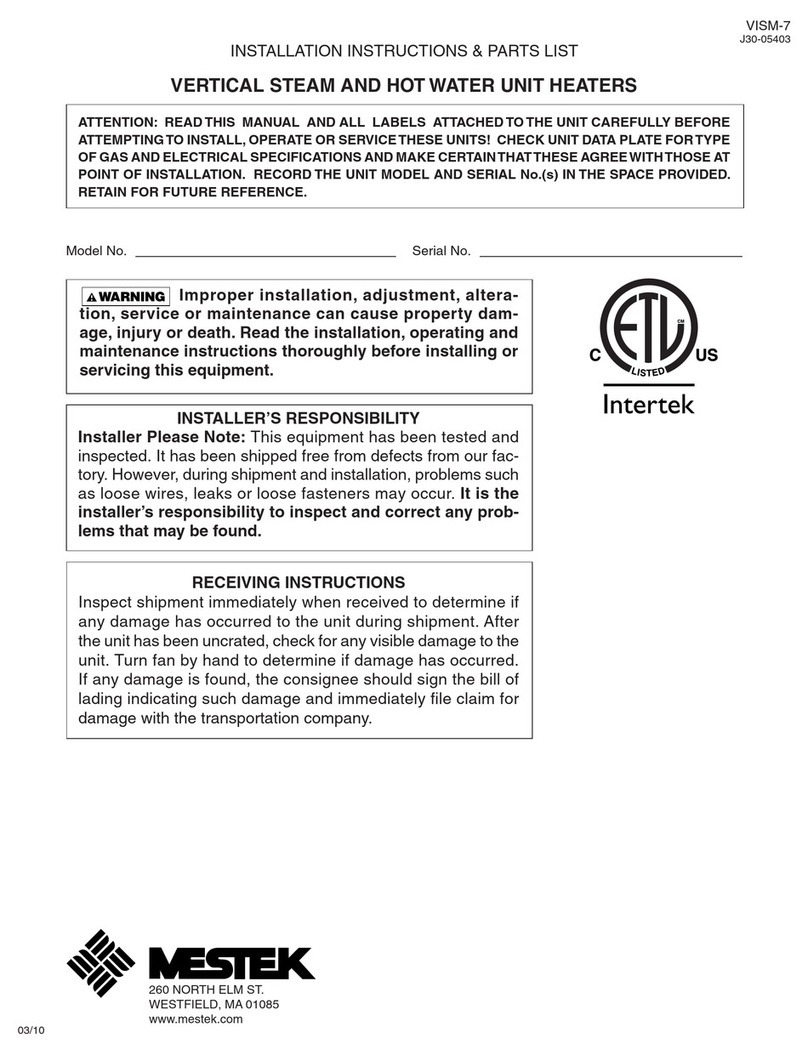 Mestek VERTICAL STEAM HOT WATER HEATER installation instructions Mestek VERTICAL STEAM HOT WATER HEATER installation instructions