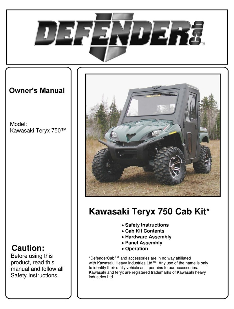 DefenderCab Kawasaki Teryx 750 owner's manual