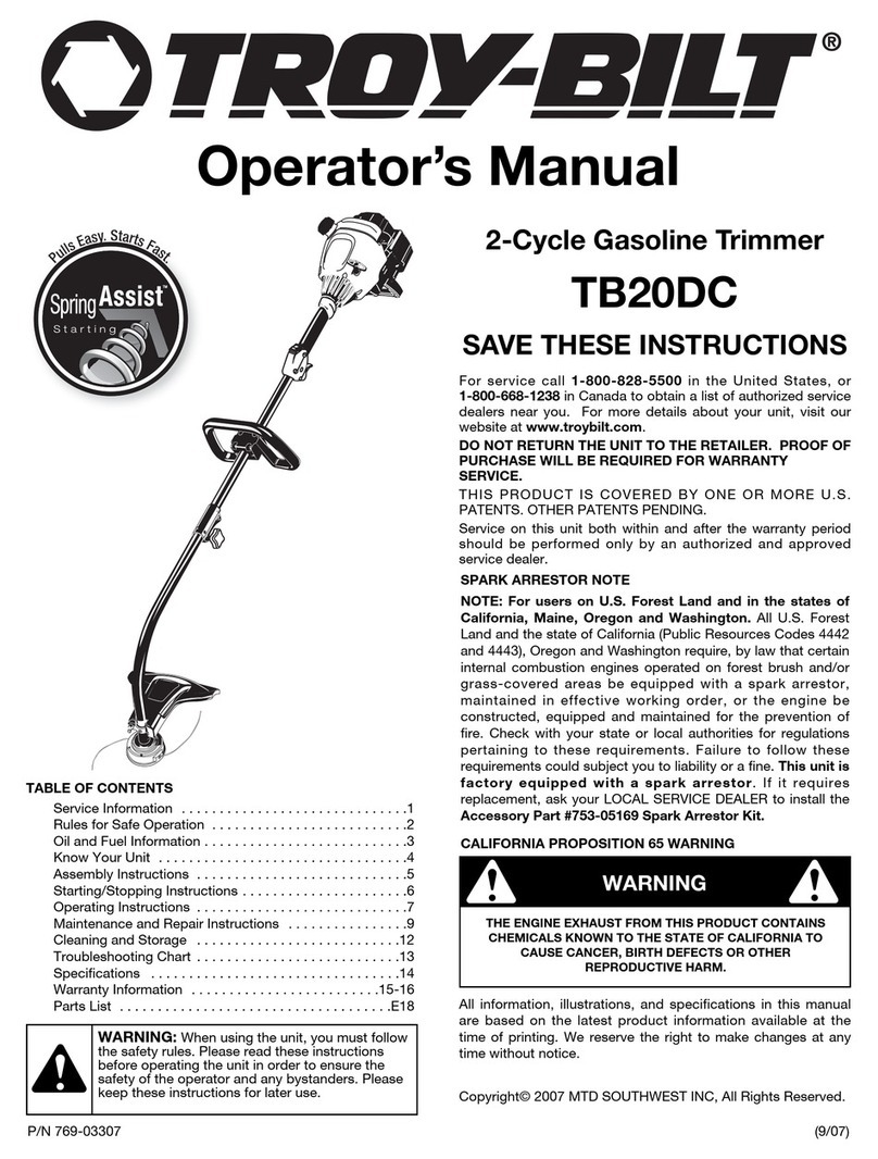 Troy-Bilt TB20DC User manual