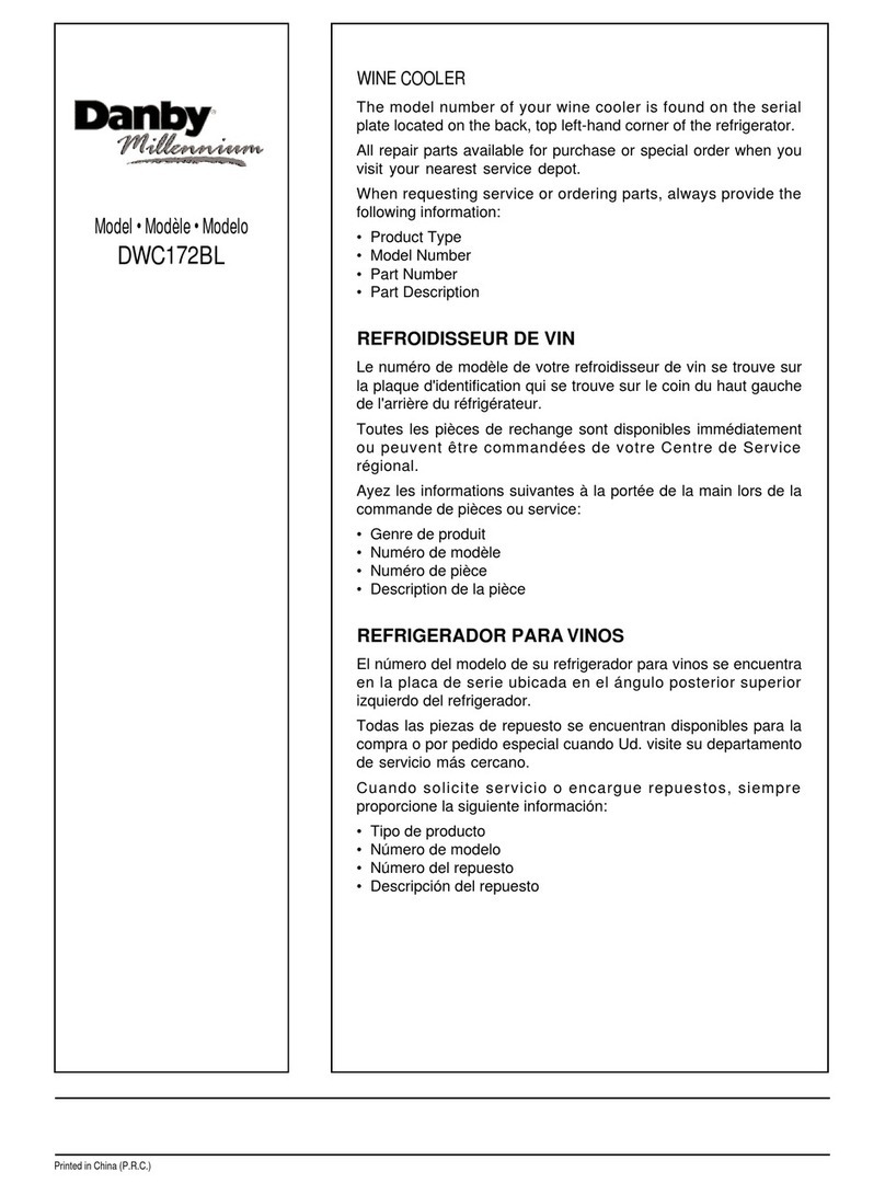 Danby Millenium DWC172BL owner's manual
