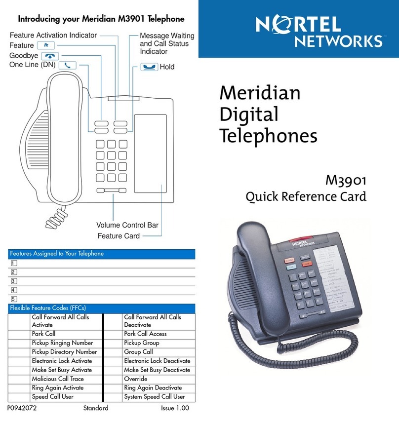 Nortel Meridian M3901 Reference guide