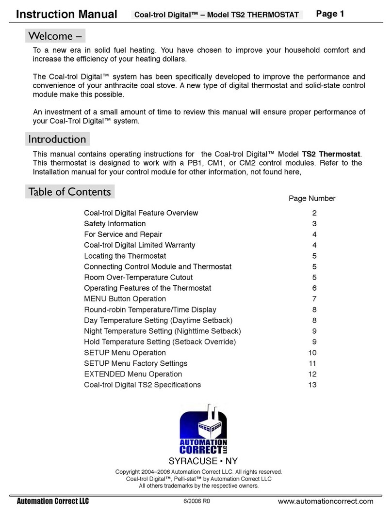 Automation Correct Coal-trol Digital TS2 User manual