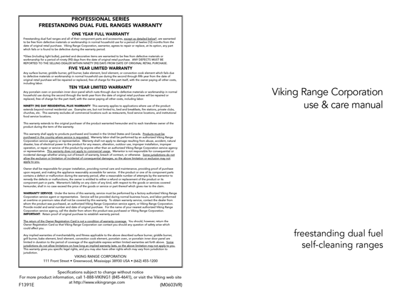 Viking Range Professional Series Use & care manual Viking Range Professional Series Use & care manual
