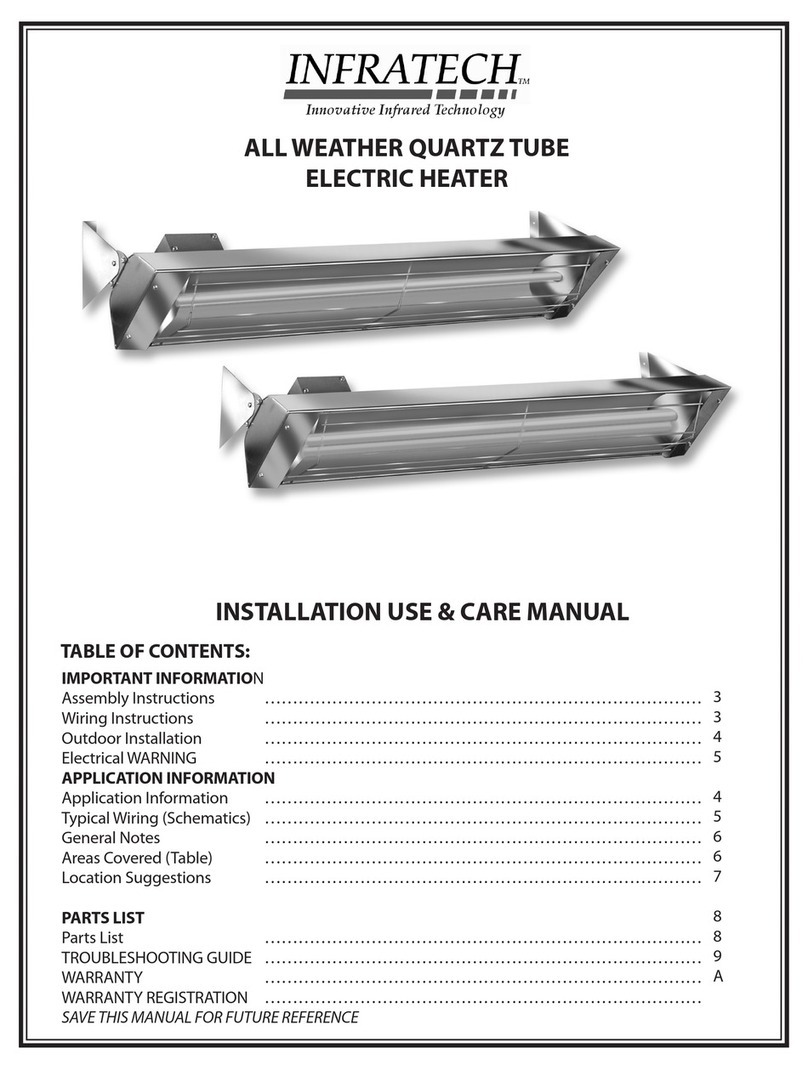 Infratech ALL WEATHER QUARTZ TUBE ELECTRIC HEATER Installation use & care instructions