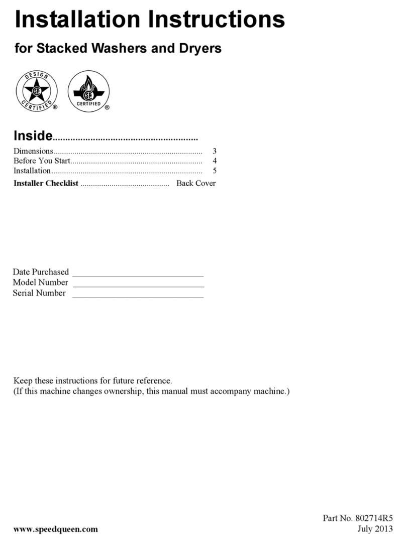 Speed Queen Stacked Washers and Dryers User manual