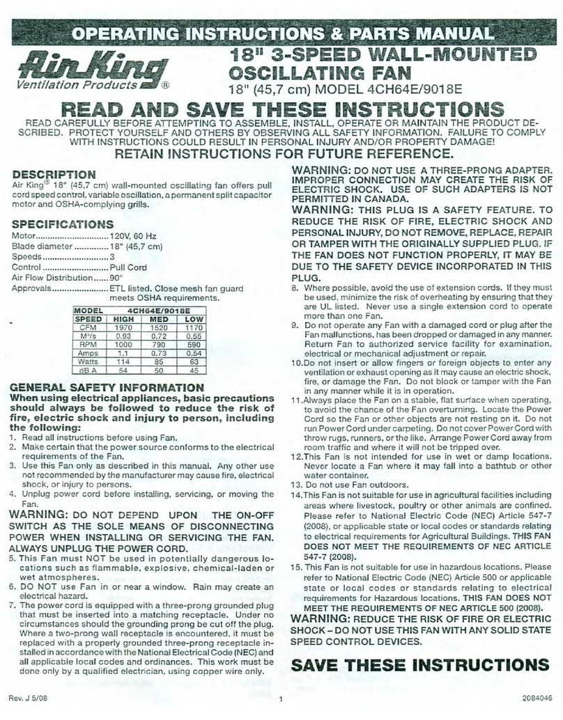 Air King 4CH64E/9018E Instructions for use