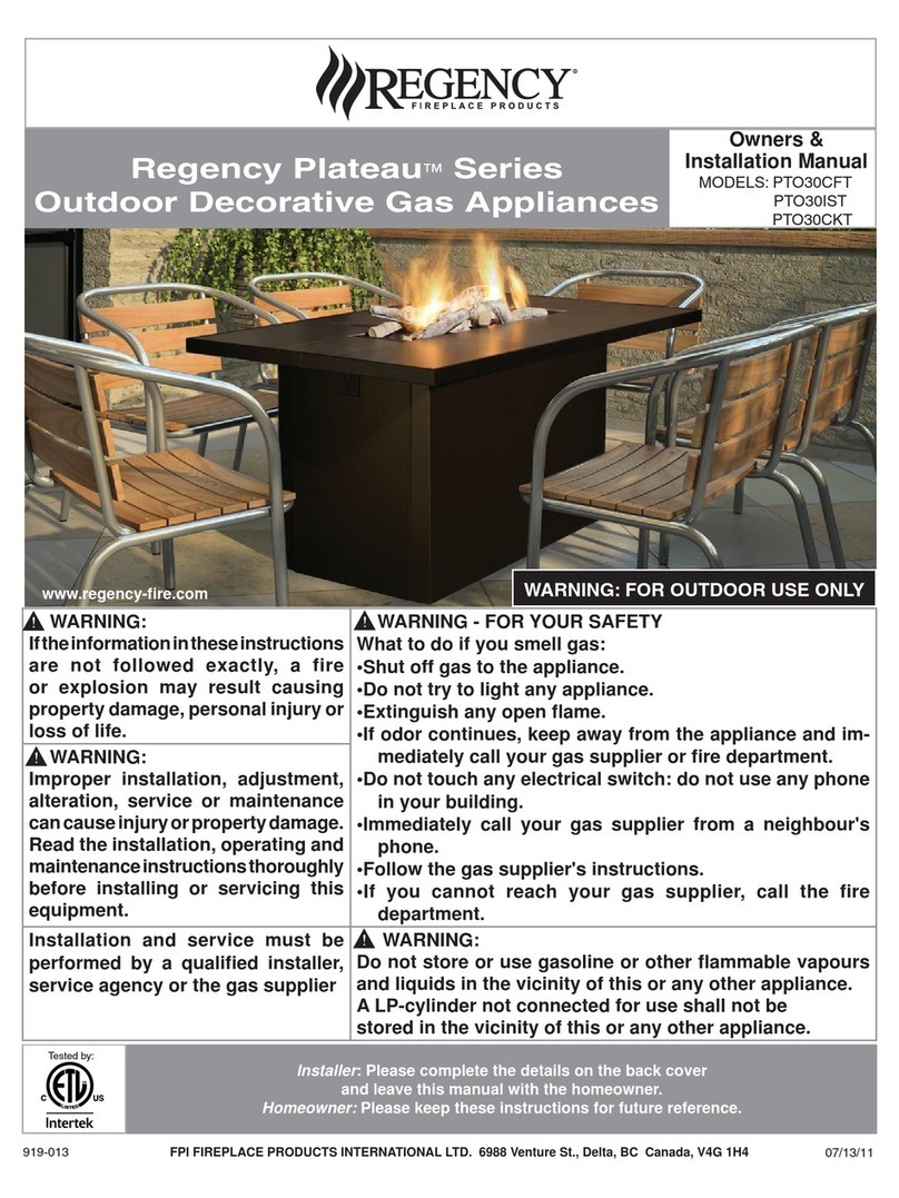 Regency Plateau PTO30CFT Owners & installation manual