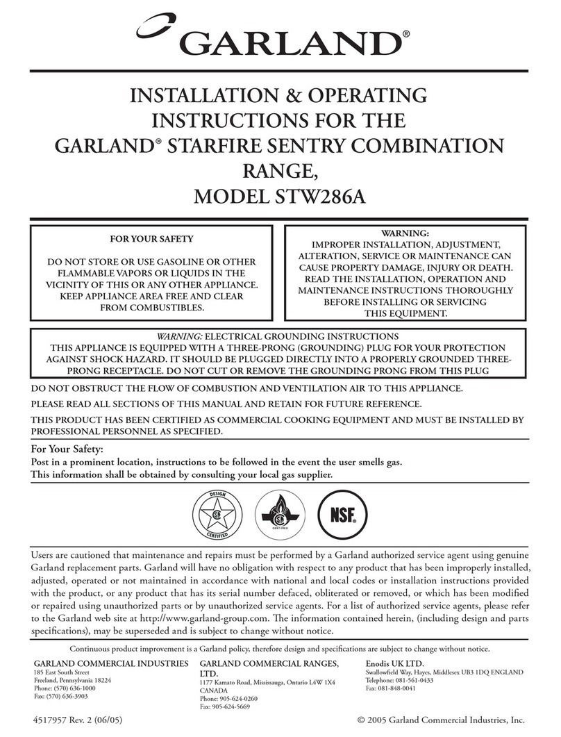 Garland SRW286A Installation & operating instructions