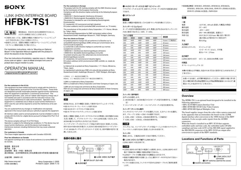 Sony HFBK-TS1 User manual