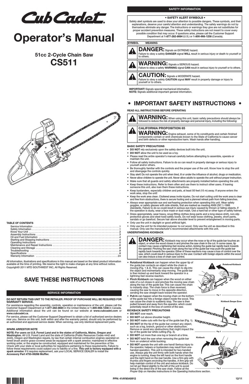 Cub Cadet CS511 User manual