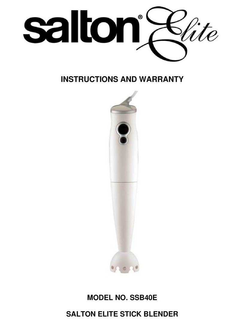 Salton elite SSB40E Instructions and warranty Salton elite SSB40E Instructions and warranty