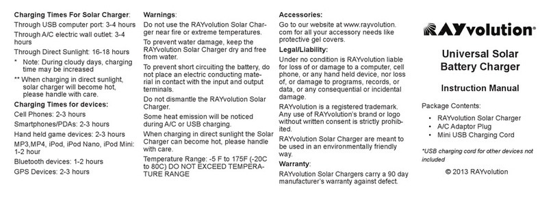 Rayvolution Universal Solar Battery Charger instruction manual