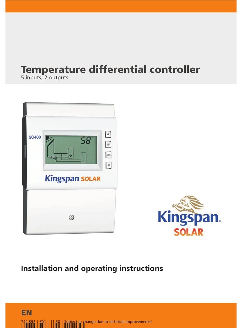 Kingspan Temperature differential controller Installation and operating instructions Kingspan Temperature differential controller Installation and operating instructions