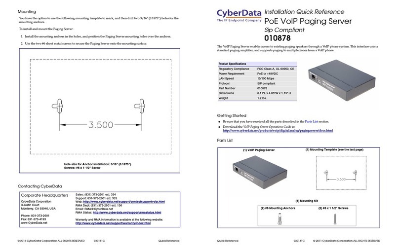 CyberData 10878 User manual
