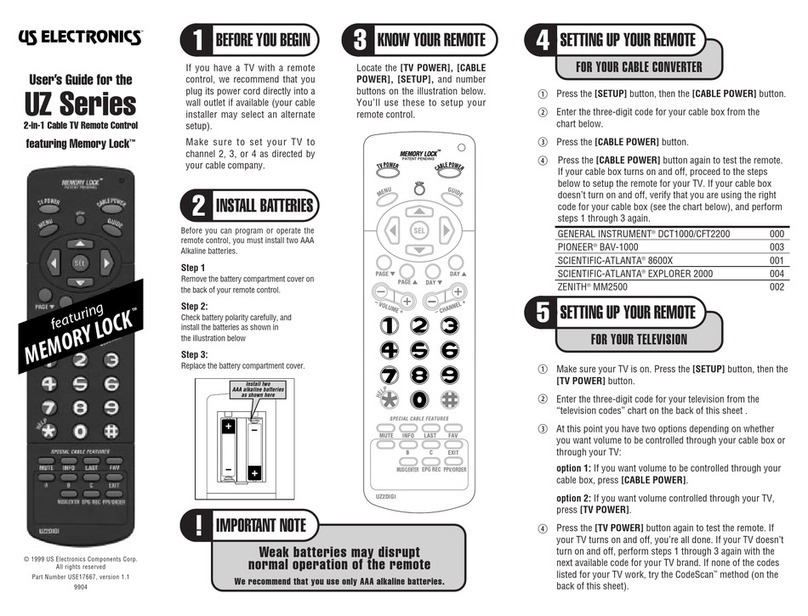 US Electronics UZ Series user guide