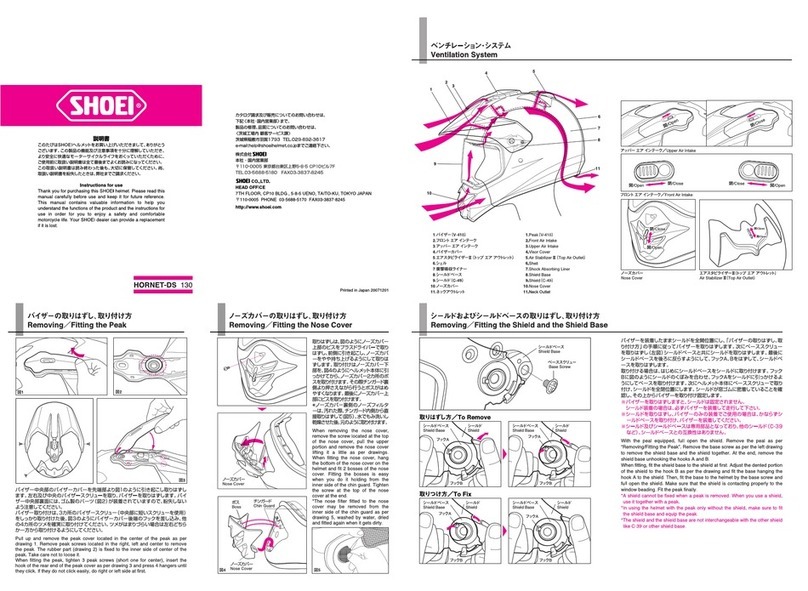 SHOEI Hornet-DS 130 User manual