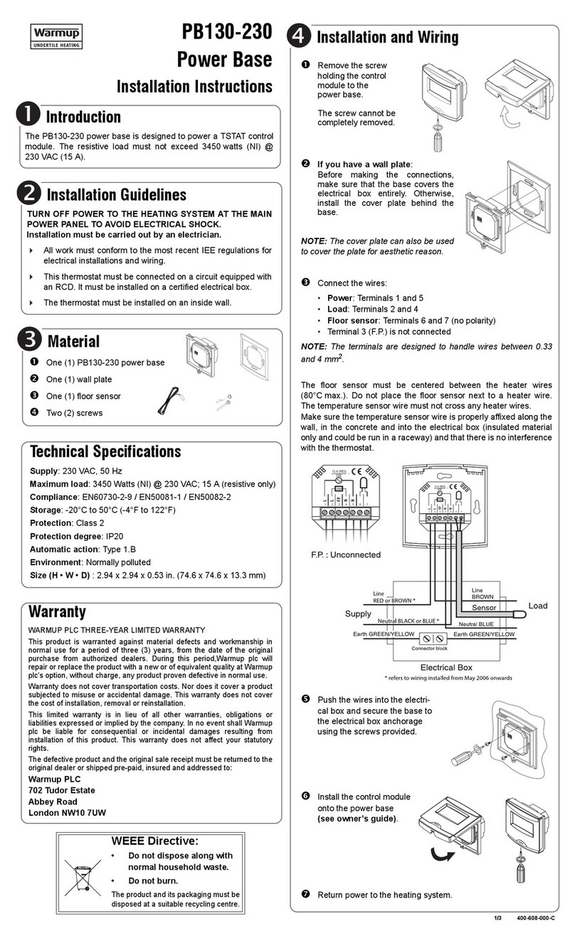 Warmup TSTAT User manual