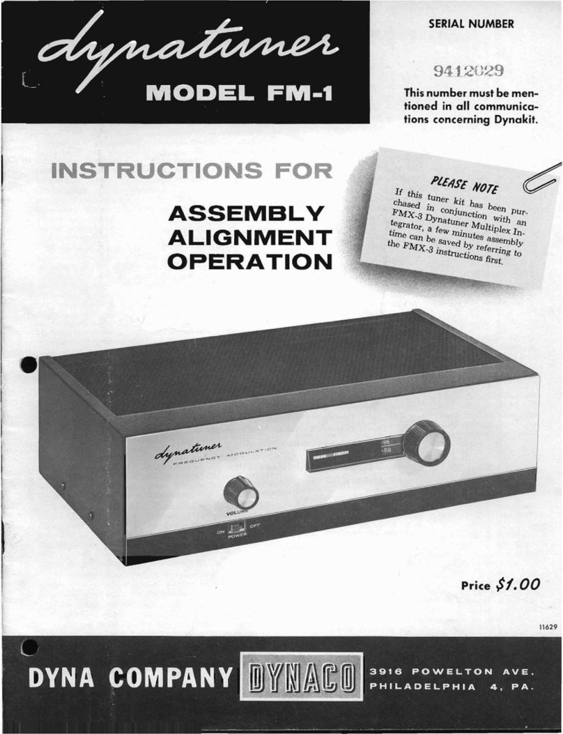 Dynatuner FM-1 Instructions for assembly alignment operation