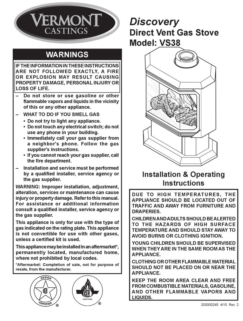 Vermont Castings Discovery VS38 Installation & operating instructions
