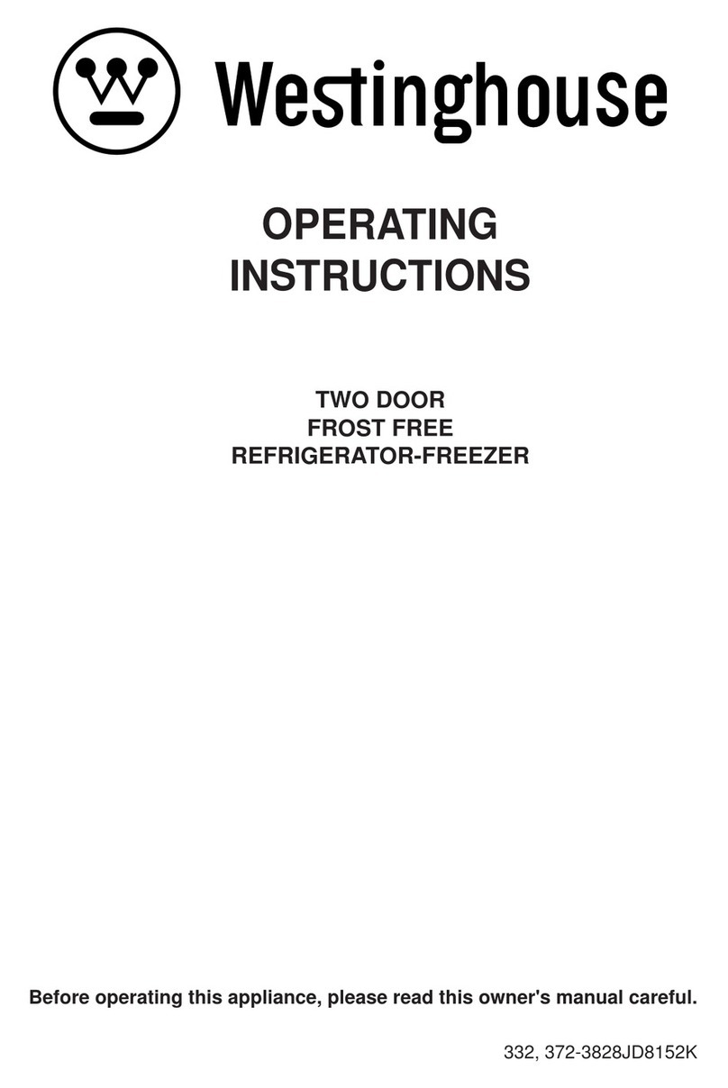 Westinghouse TWO DOOR FROST FREE REFRIGERATOR-FREEZER operating instructions