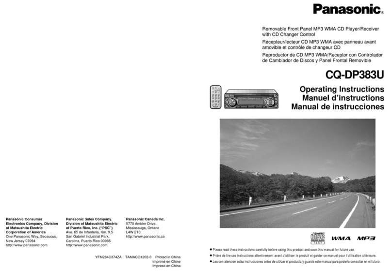 Panasonic CQDP383U - AUTO RADIO/CD DECK operating instructions