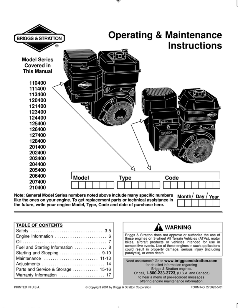 Briggs & Stratton 110400 Operating & maintenance instructions