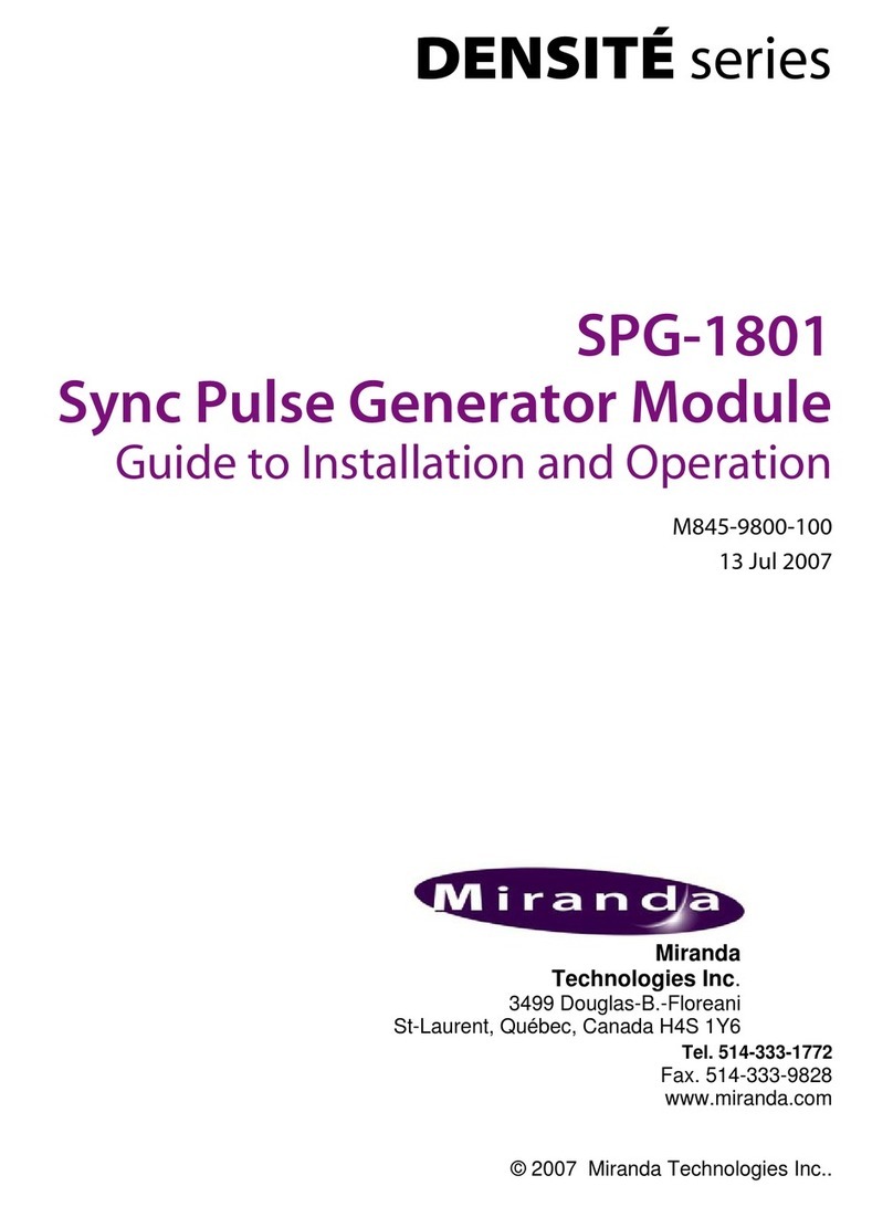 Miranda SPG-1801 Guide to installation and operation