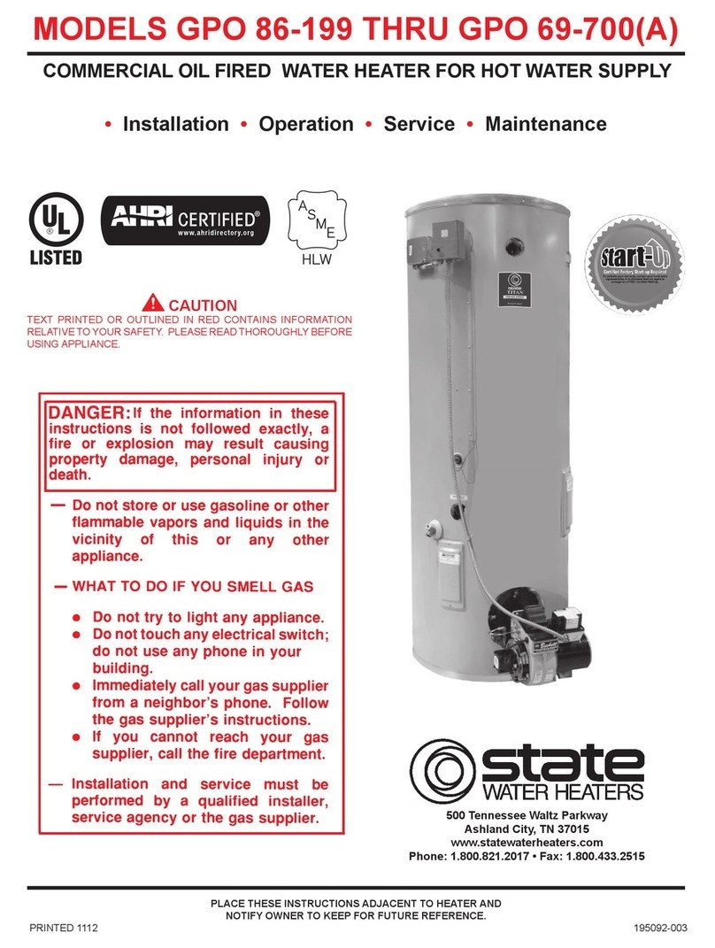 State Water Heaters GPO 86-199 Installation &  operation instruction
