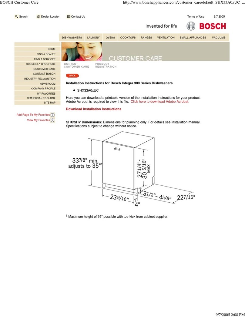 Bosch SHI66A installation instructions