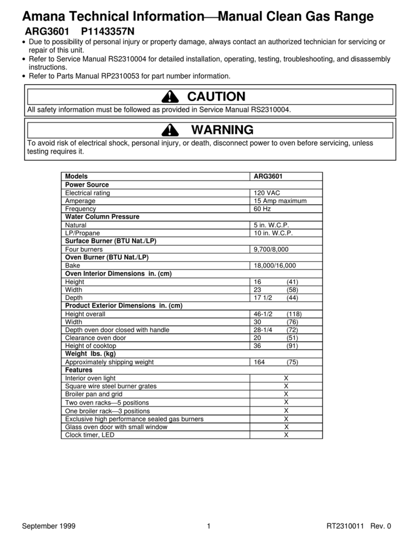 Amana ARG3601 Technical information manual
