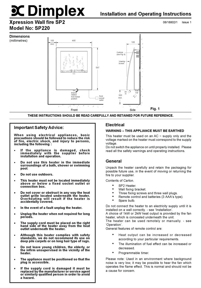 Dimplex Xpression SP220 Installation and operating instructions