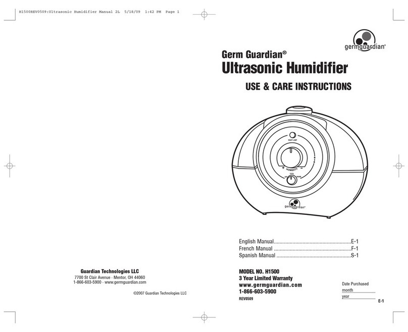 Germguardian H1500 Quick reference guide