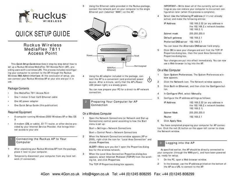 Ruckus Wireless MediaFlex 7811 Quick setup guide
