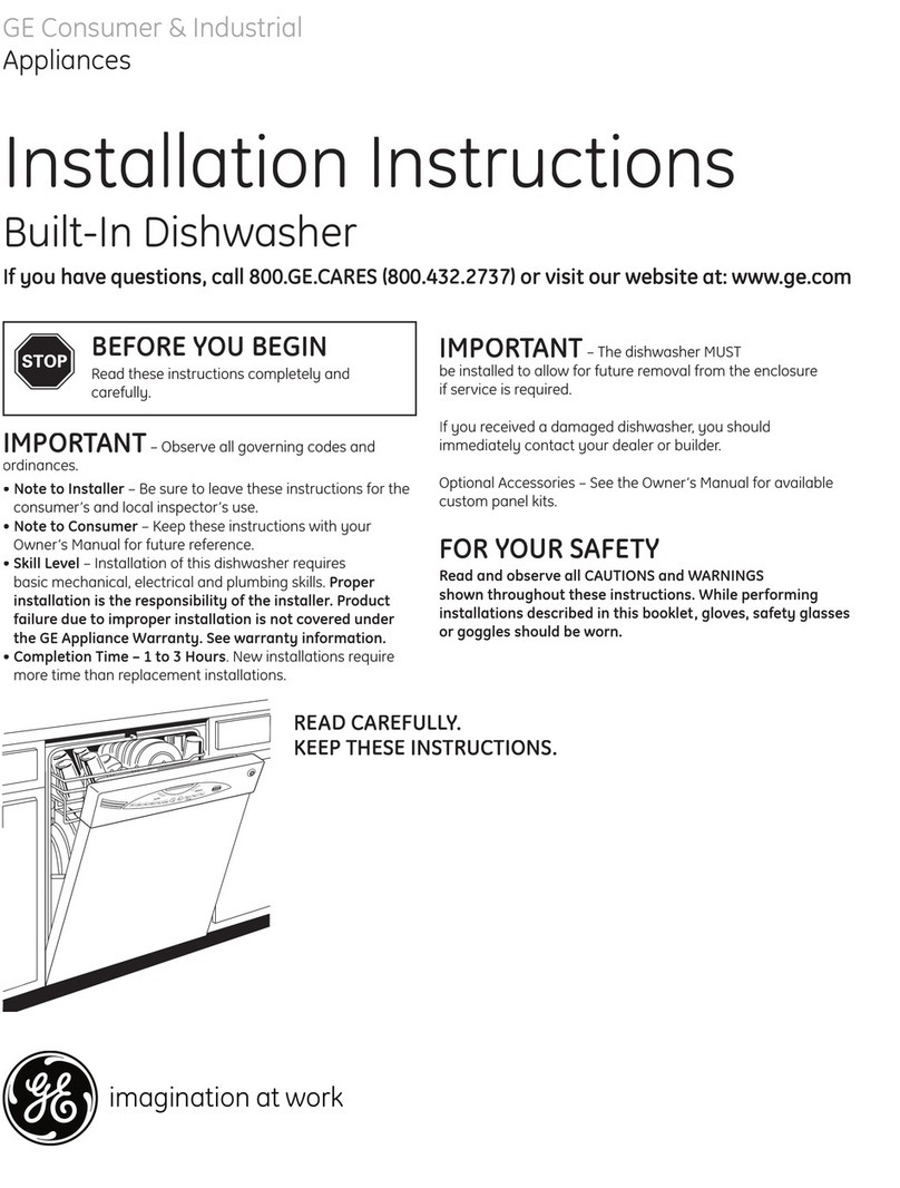 GE Built-In Dishwasher User manual GE Built-In Dishwasher User manual