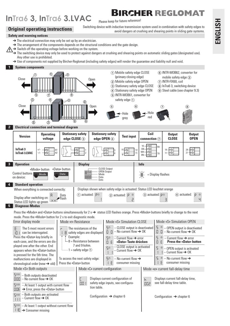 Bircher Reglomat InTra6 3 operating instructions