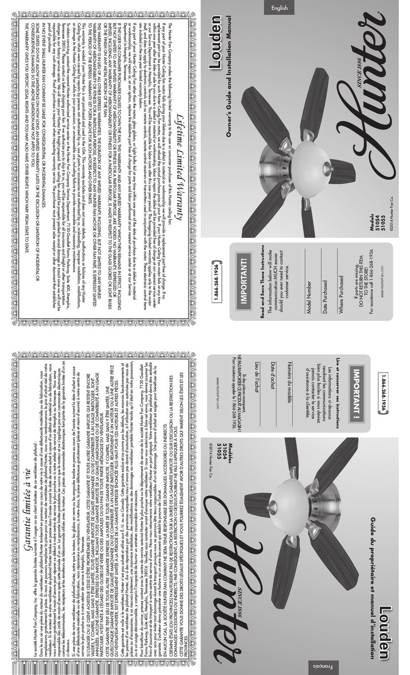 Hunter Louden 51054 Instruction manual