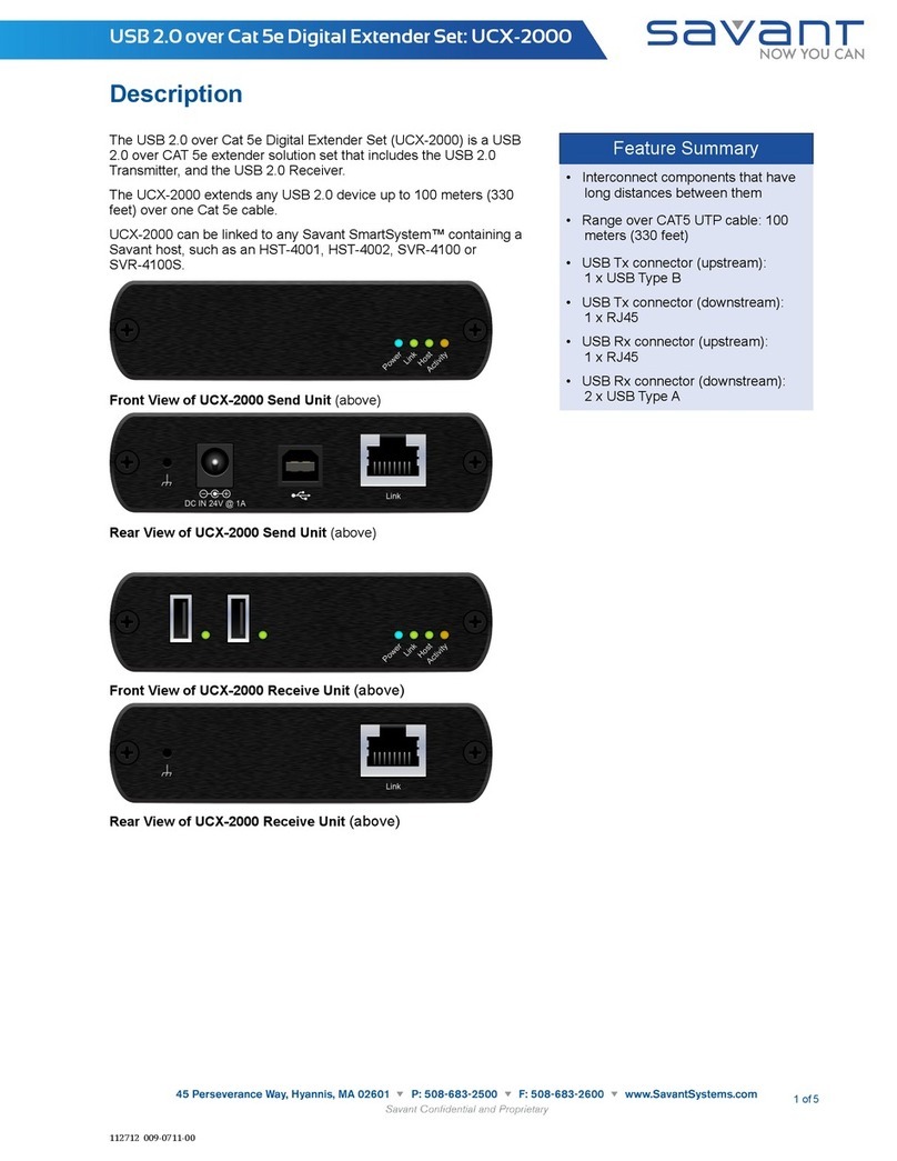 Savant UCX-2000 User manual