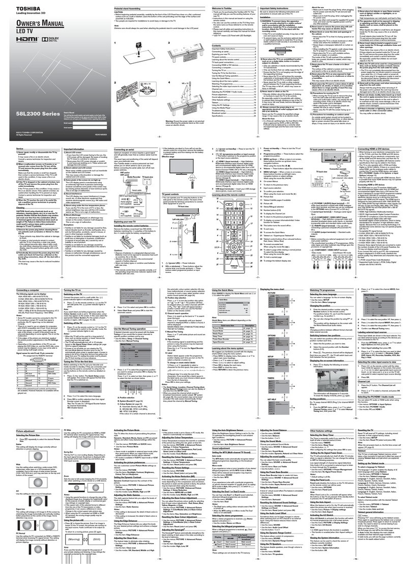 Toshiba 58L2300 Series User manual