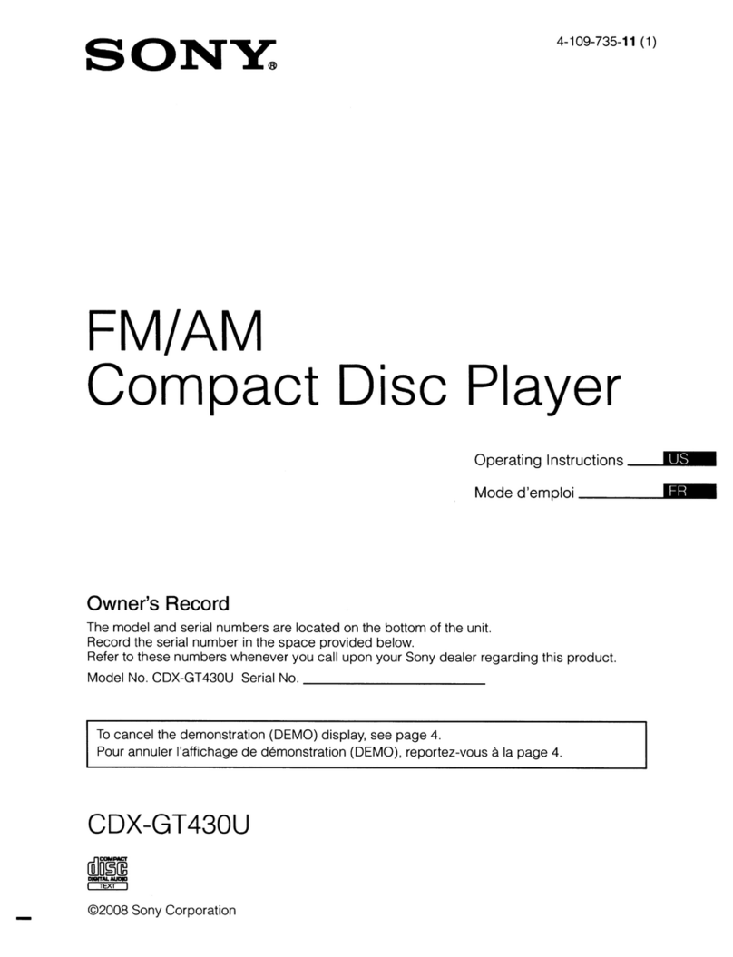 Sony CDXGT430U - CD Receiver Head Unit User manual